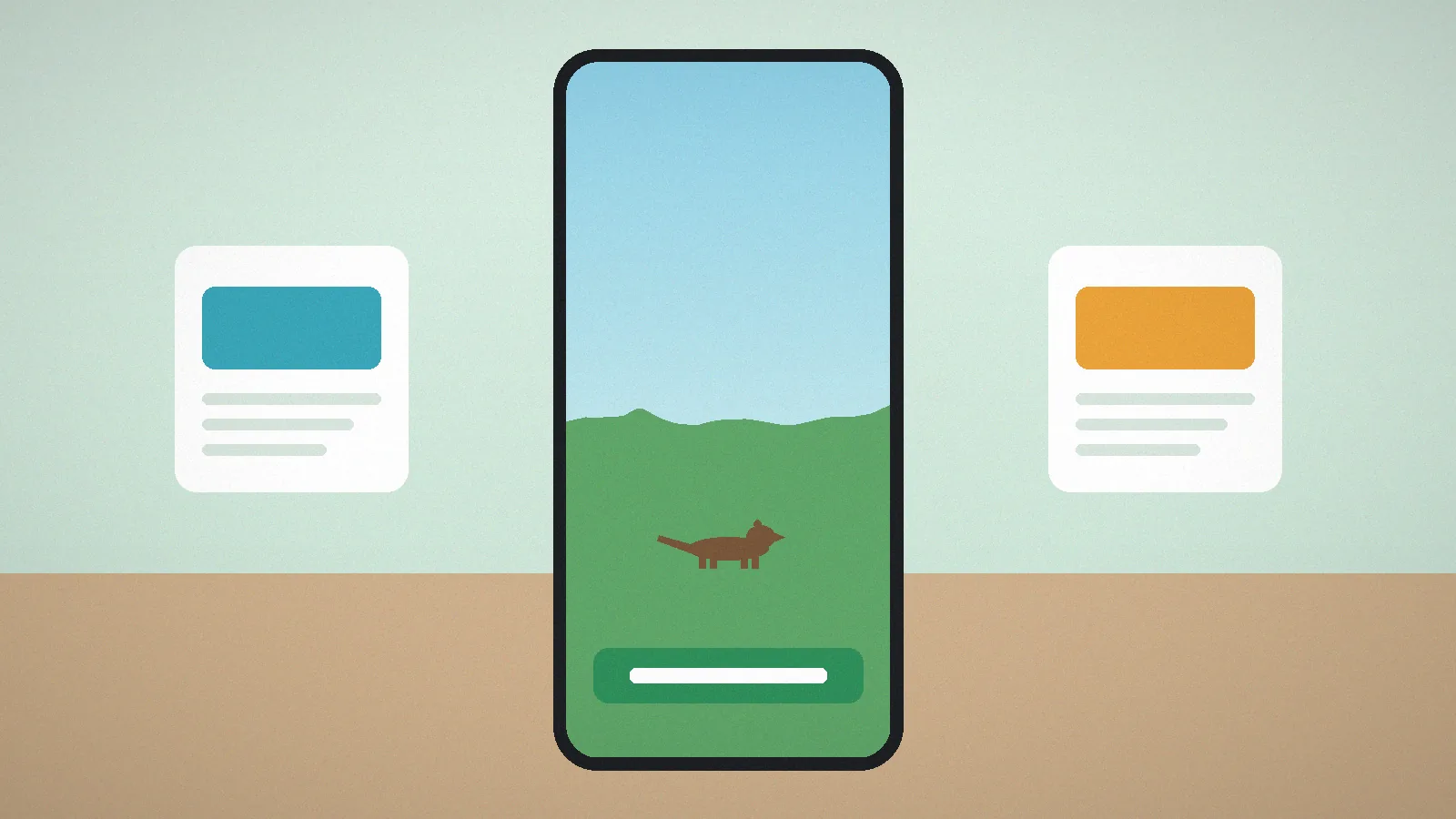 Smartphone showing a Minecraft-style world with a ferret, representing Minecraft PE and Bedrock players